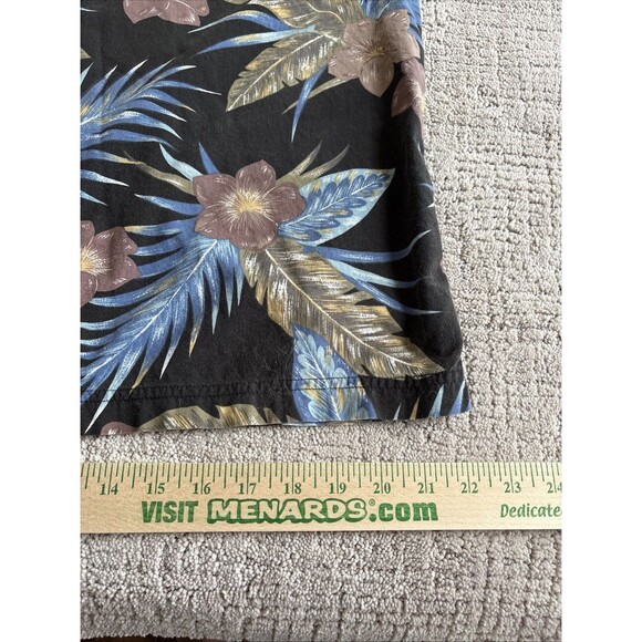 Cactus Black Label Hawaiian Shirt Men’s Med Black Blue Floral Tropical Button Up - Picture 7 of 13